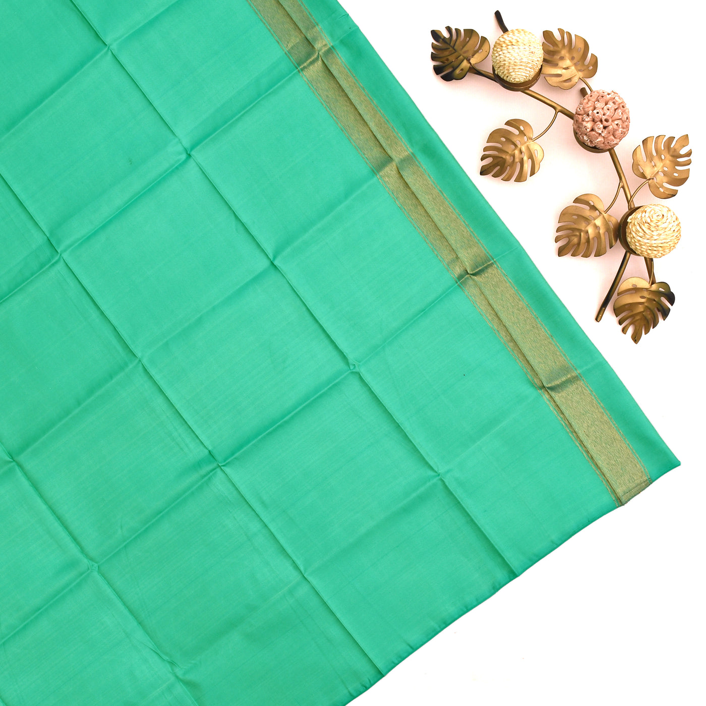 Dual Tone Green Printed Kanchi Silk Saree with Floral Printed Design