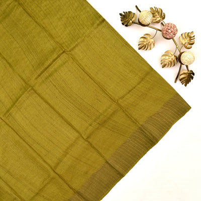 Mustard Tussar Printed Saree with zari lines blouse