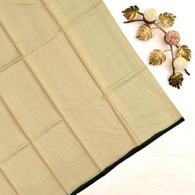 Off White Tussar Silk Saree with Plain Pallu and Blouse