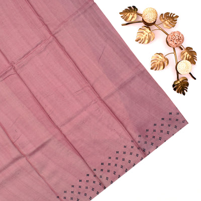 Baby Pink Tussar Silk Saree with Small Print Mirror Design