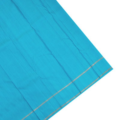 Blue and Green Dual Tone Kanchipuram Silk Saree with Rain Drops Design