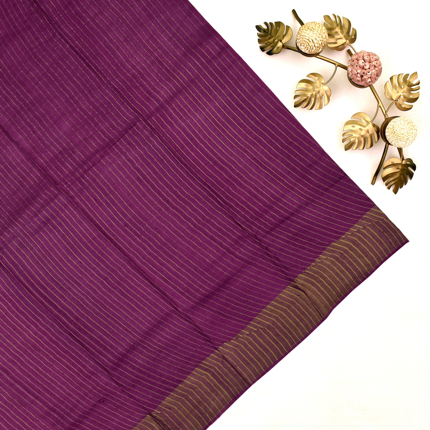 Tussar Printed Saree with Magenta zari lines blouse