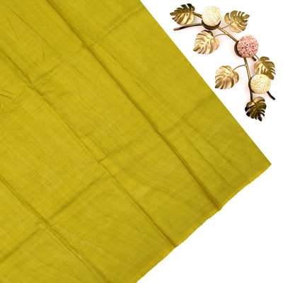 Off White Tussar Silk Saree with Neon Yellow Plain Pallu