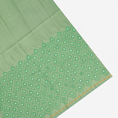 Rani Thakkali Kanchi Silk Saree with Kanchi Silk Tassels and Apple Green Kutch Work Embroidery Blouse