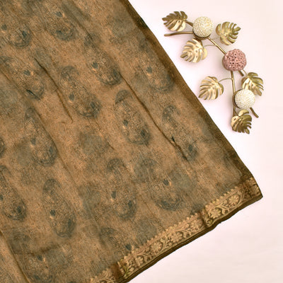 brown-linen-saree-with-blouse