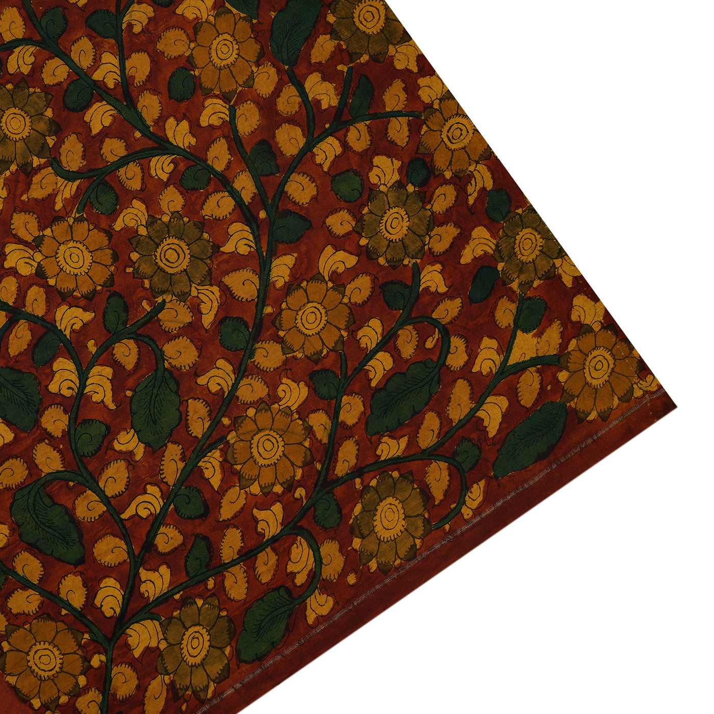 Black Pen Kalamkari Silk Saree with Muthu Seer Lines Design