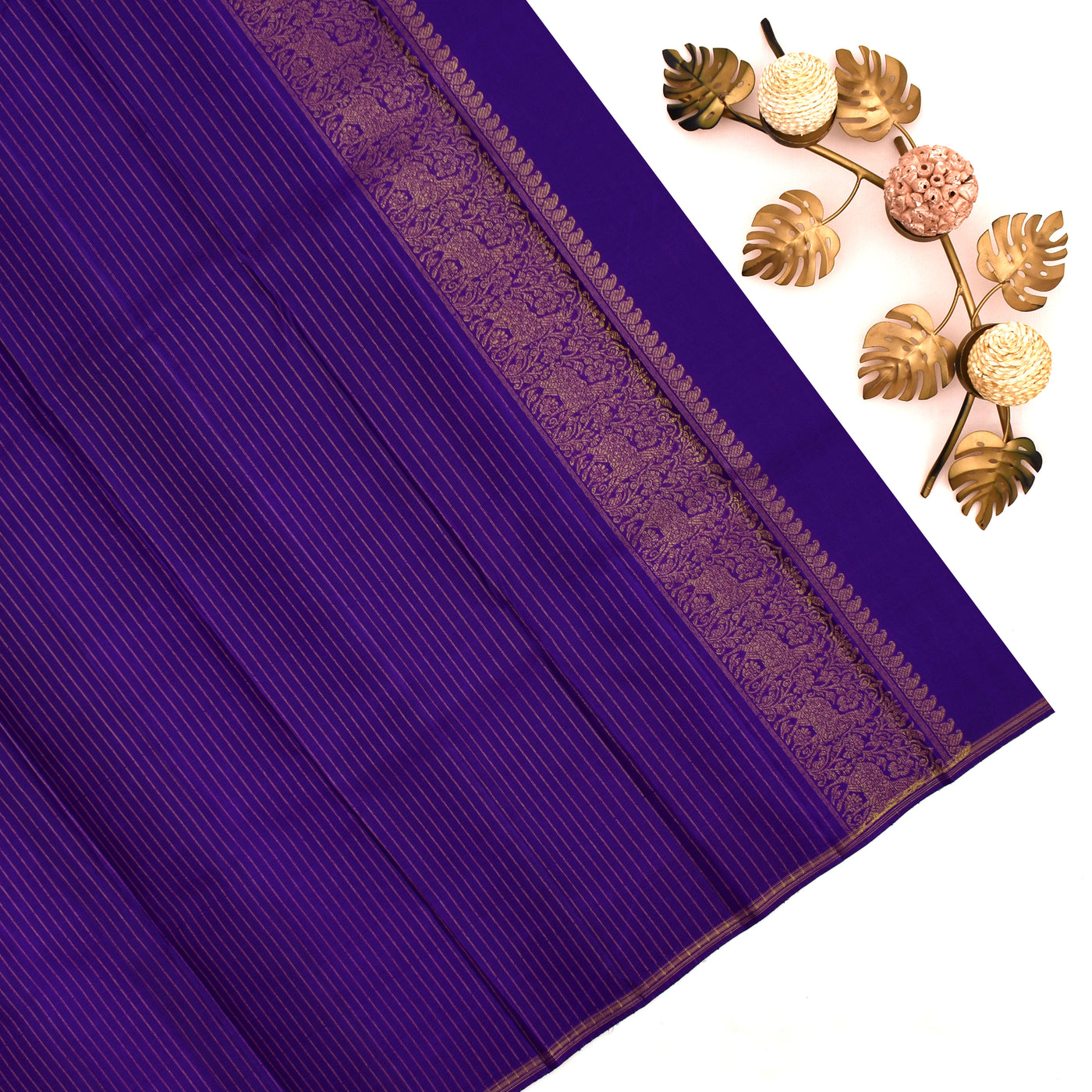 Violet Kanchipuram Silk Saree with Kodi Creeper Design