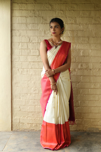 half-white-kanchi-silk-saree-with-blouse