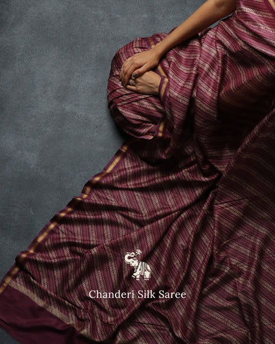 Black Magenta Chanderi Silk Saree