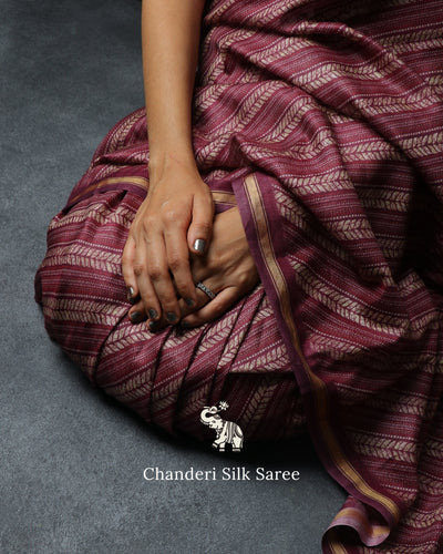 Black Magenta Chanderi Silk Saree