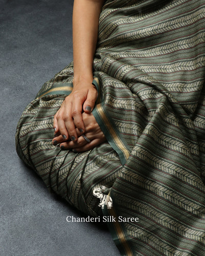 Mehandi Green Chanderi Silk Saree