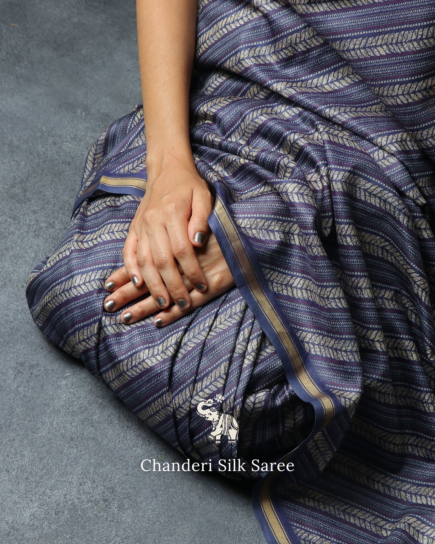 Indigo Blue Chanderi Silk Saree