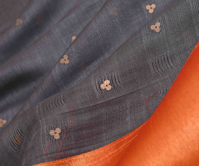orange-tissue-silk-and-grey-bailu-half-and-half-saree-with-yellow-kanchi-silk-blouse
