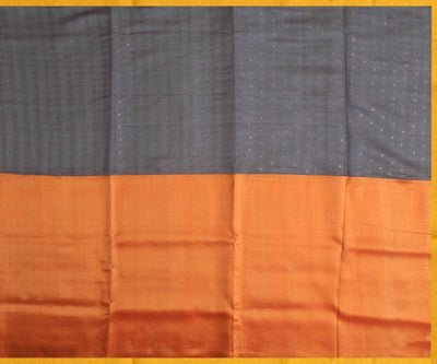 orange-tissue-silk-and-grey-bailu-half-and-half-saree-with-yellow-kanchi-silk-blouse