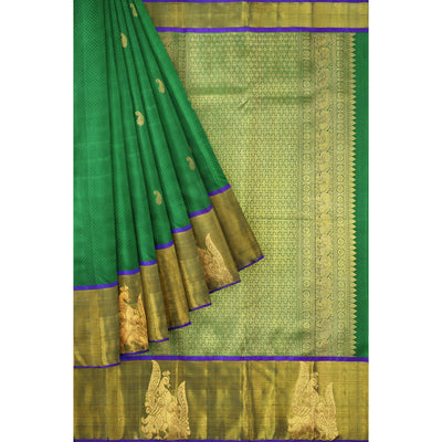 Green Kanchi Silk Saree (4647427047537)