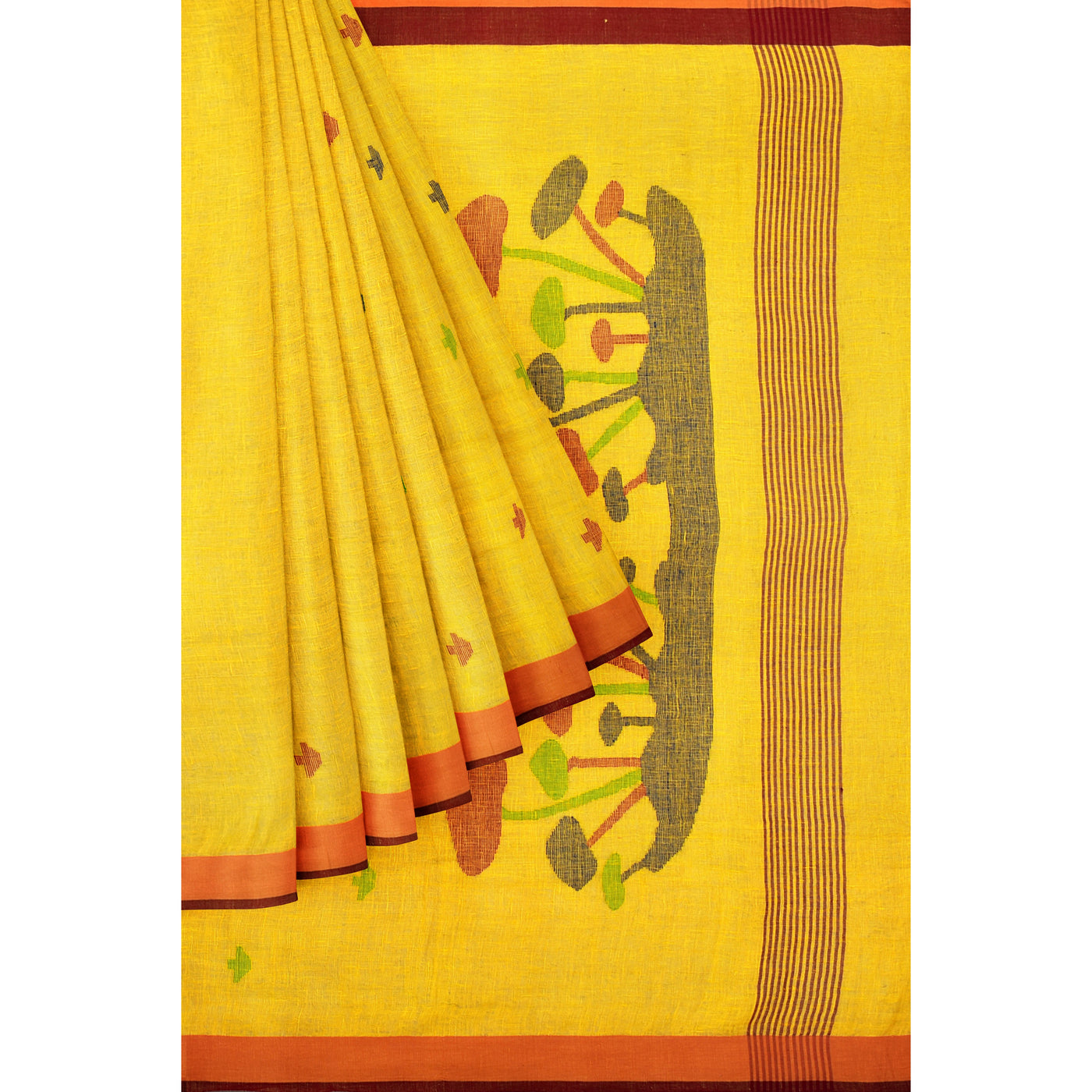 yellow-linen-saree