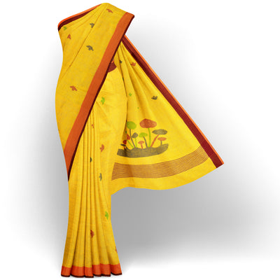 yellow-linen-saree