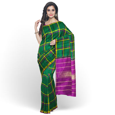 forest-green-checked-kanchi-silk-saree